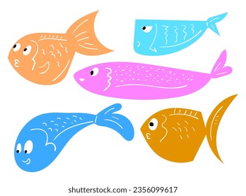 Simple vector illustration of sea fish, ornamental fish, cute fish, for social media and fabric printing