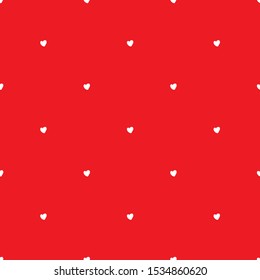 simple vector illustration. Seamless pattern with white hearts on red background