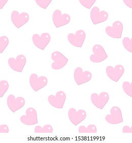 simple vector illustration. Seamless pattern with hearts. Big pink hearts on the white background