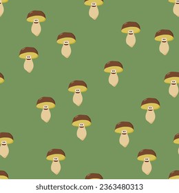 simple vector illustration seamless pattern with mushrooms