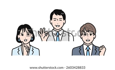 Simple vector illustration set of a boss and subordinate who are happy that the problem has been solved