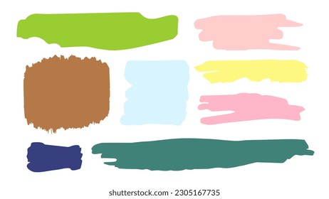 Simple vector illustration. A set of multi-colored, various stains, strokes of paint stripes. For decoration, text boxes, abstract shapes.