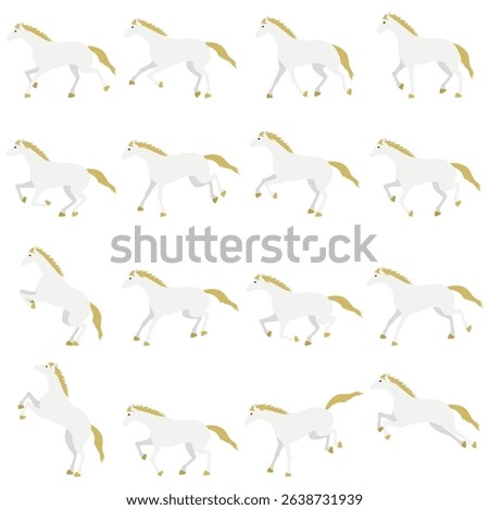Simple vector illustration set of a running horse, Vector Illustration