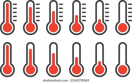 Conjunto de ilustrações vetoriais simples do termômetro