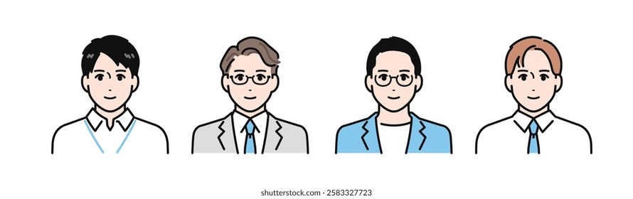 Simple vector illustration set of working men