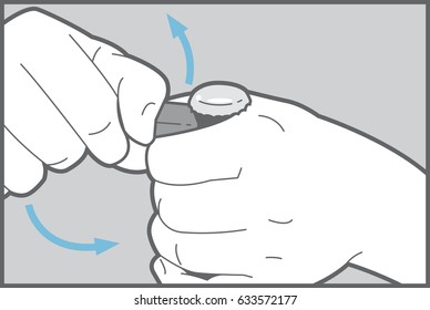 simple vector illustration showing how to open a beer bottle with a lighter