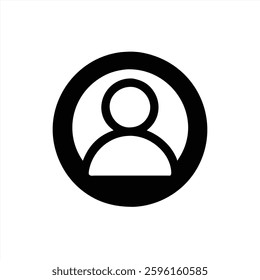 Simple vector illustration showing a user profile icon featuring a circular design. The icon represents a person, suitable for digital applications and interfaces.