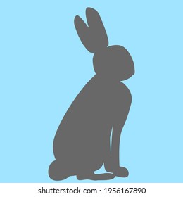 simple vector illustration silhouette gray rabbit