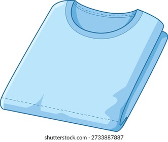 Simple vector illustration of a single folded blue t-shirt. Minimal flat style isolated on white background, perfect for apparel mockup, fashion branding, online store listings, laundry services, and clothing organization visuals
