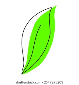 simple vector illustration of a single leaf in a clean