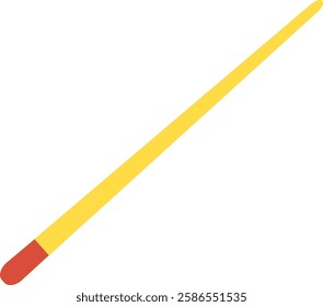 Simple vector illustration of a single matchstick lying diagonally with a red flammable tip on a white background, representing concepts of fire, ignition, and potential energy