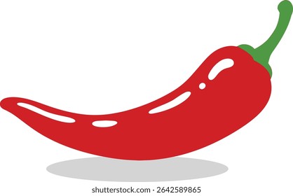 Simple vector illustration of a single red chili pepper, isolated on white background. Perfect for food related designs and illustrations.