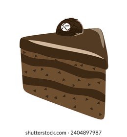 simple vector illustration of a slice of chocolate cake