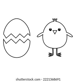 simple vector illustration small chicken and egg