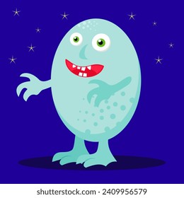 Simple vector illustration small green monster