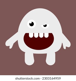 Simple vector illustration small happy monster