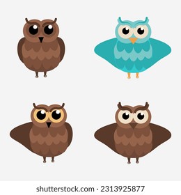simple vector illustration small owl