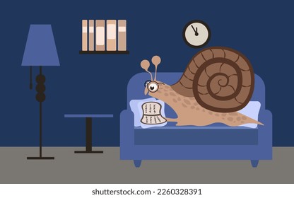 simple vector illustration small snail