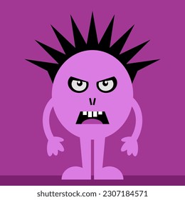 Simple vector illustration small unhappy monster