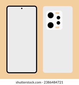 simple vector illustration smartphone on brown