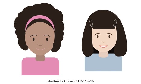 ilustración vectorial simple niños sonrientes