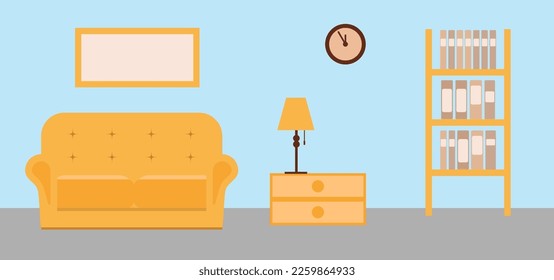 simple vector illustration sofa in room