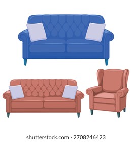 Einfache Vektorgrafik, Sofa, Raum einzeln auf weißem Hintergrund