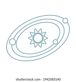 Simple Vector Illustration Solar system. Planets, Sun. Space exploration. Planets revolve around the star. Astronomy concept. Galaxy. Universe. Science. Planetary model. Design for app, web, print