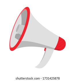 Ilustración vectorial simple del altavoz a un megáfono, diseño, aislado en fondo blanco