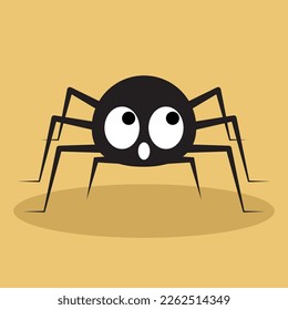 simple vector illustration spider on yellow