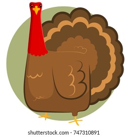 simple vector illustration of a stand-alone turkey in cartoon style.