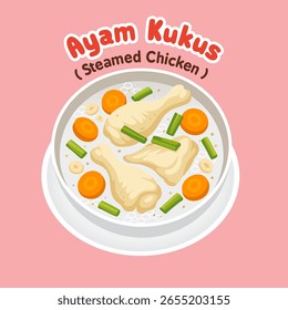 simple vector illustration of steamed chicken food