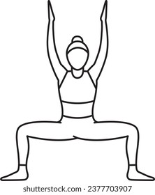 Simple vector illustration of Stupasana (Rudrasana), yoga asana, healthy lifestyle, sports, doodle and sketch