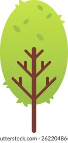 Simple vector illustration of a stylized tree with green foliage and brown trunk growing on a white background, representing concepts of nature, growth, and environmental awareness