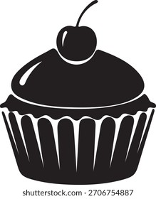 Simples ilustração vetorial de um cupcake congelado doce.