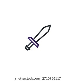 Una simple Ilustración vectorial de una espada, representada en un estilo de contorno limpio. Es adecuado para su uso en varios contextos de diseño, como juegos, historia o temas de fantasía. Evoca una sensación de