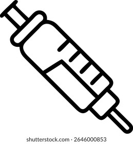 Ilustração vetorial simples de uma seringa, representando injeções médicas, vacinação e tratamento para assistência médica e prevenção de doenças