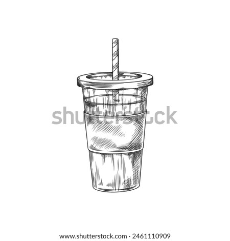 Simple vector illustration of a take-away smoothie cup with a straw, perfect for menu icons and health food marketing.