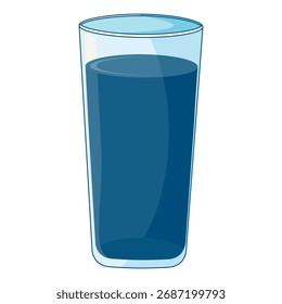 Ilustração vetorial simples de um copo alto cheio de um líquido ou bebida azul escuro