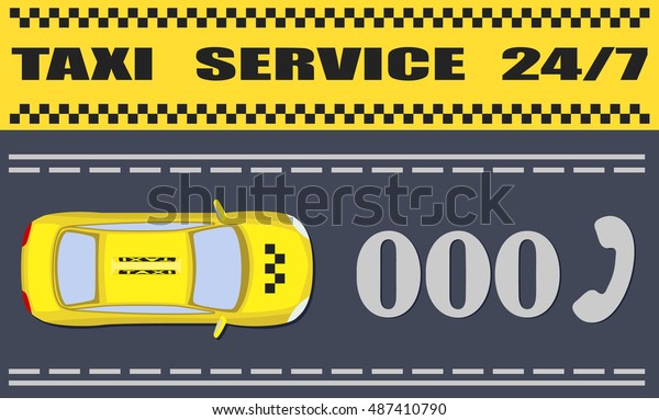 Simple vector illustration of taxi service card. Can be
used as business card or just advertisement on your site. Easy to
edit. 