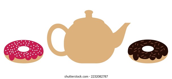 simple vector illustration teapot with donut