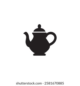 Simple Vector Illustration of a Teapot.A classic, simple silhouette of a coffee cup and saucer, with rising steam.