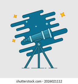 simple vector illustration of a telescope for observing stars