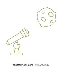 Simple Vector illustration with telescope, planet. Space exploration. Astronomy concept. Science discovery. Galaxy. Universe. Design for app, web, print