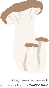 Simple vector illustration with textured eringi mushrooms.