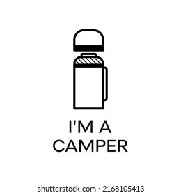 Simple vector illustration with thermos badge and text