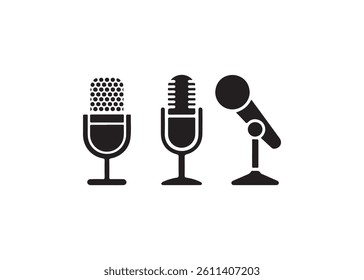 Simple Vector Illustration of Three Different Microphones