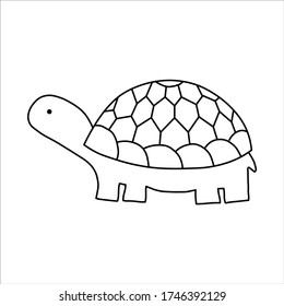 Simple vector illustration Tortoise, wild animal, black and white drawing