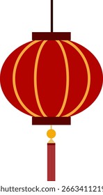 Ilustración vectorial simple, borla de linterna china roja tradicional. 