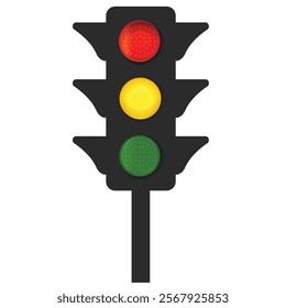 Simple vector illustration of a traffic light showing green, yellow and red signals